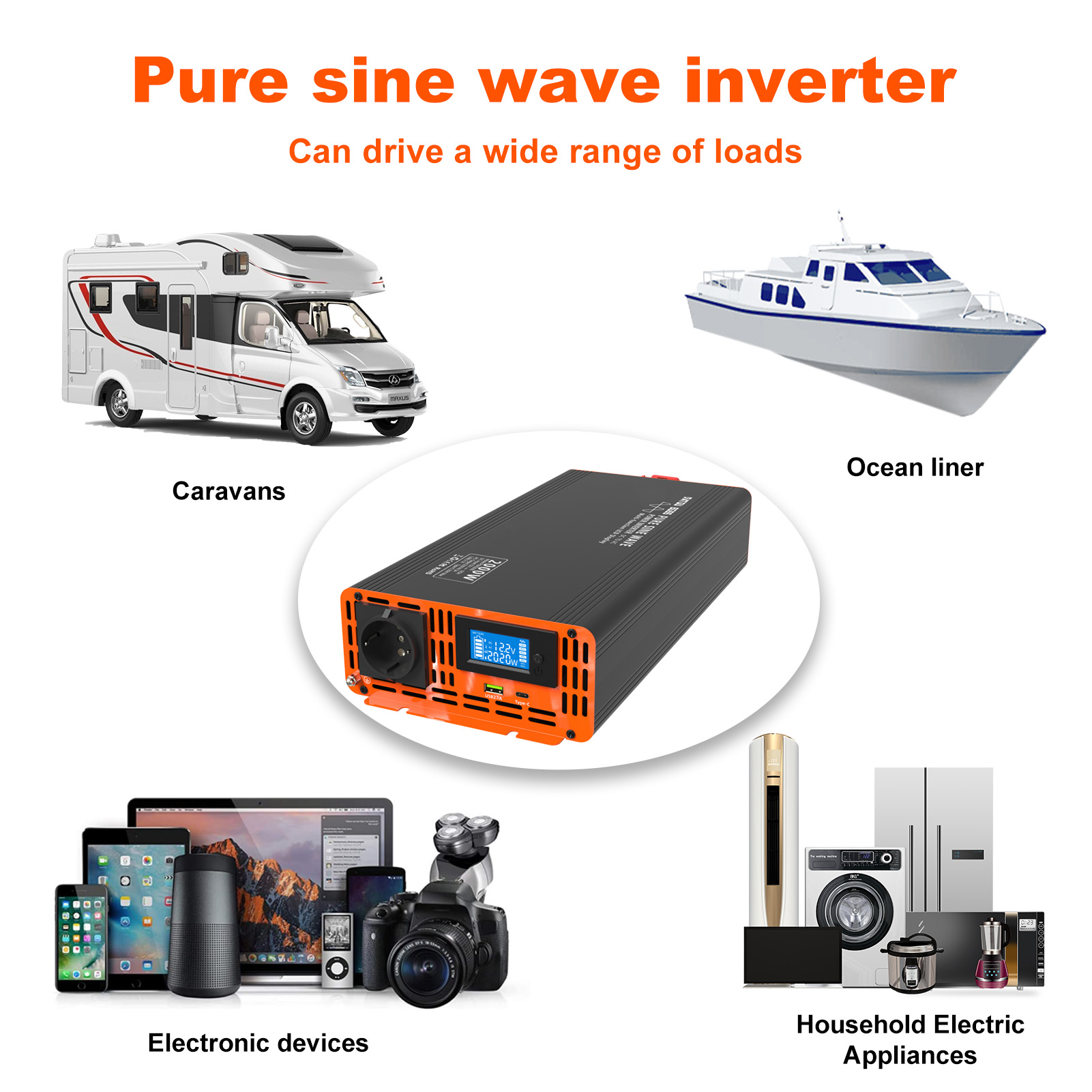 Peak 4000W 12v 24V 48V Dc to A - đánh giá và giá Power Inverter 12V 220V 4000W Continuous